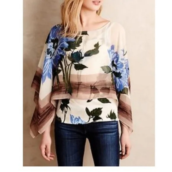 Anthropologie Tiny floral flowing top - Picture 1 of 7